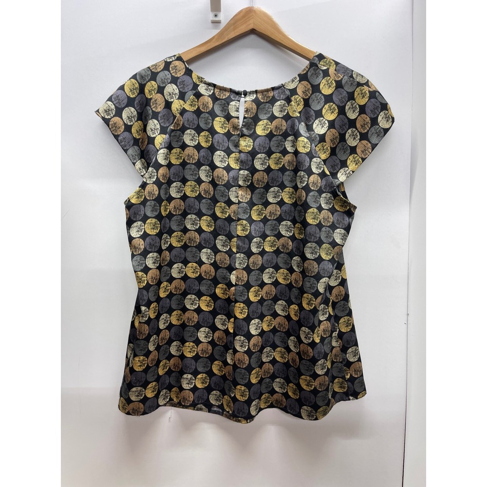 Eloquii by The Limited Metallic Polka Dot Pleated Neck Blouse Black Gold 14/16 - Picture 2 of 4
